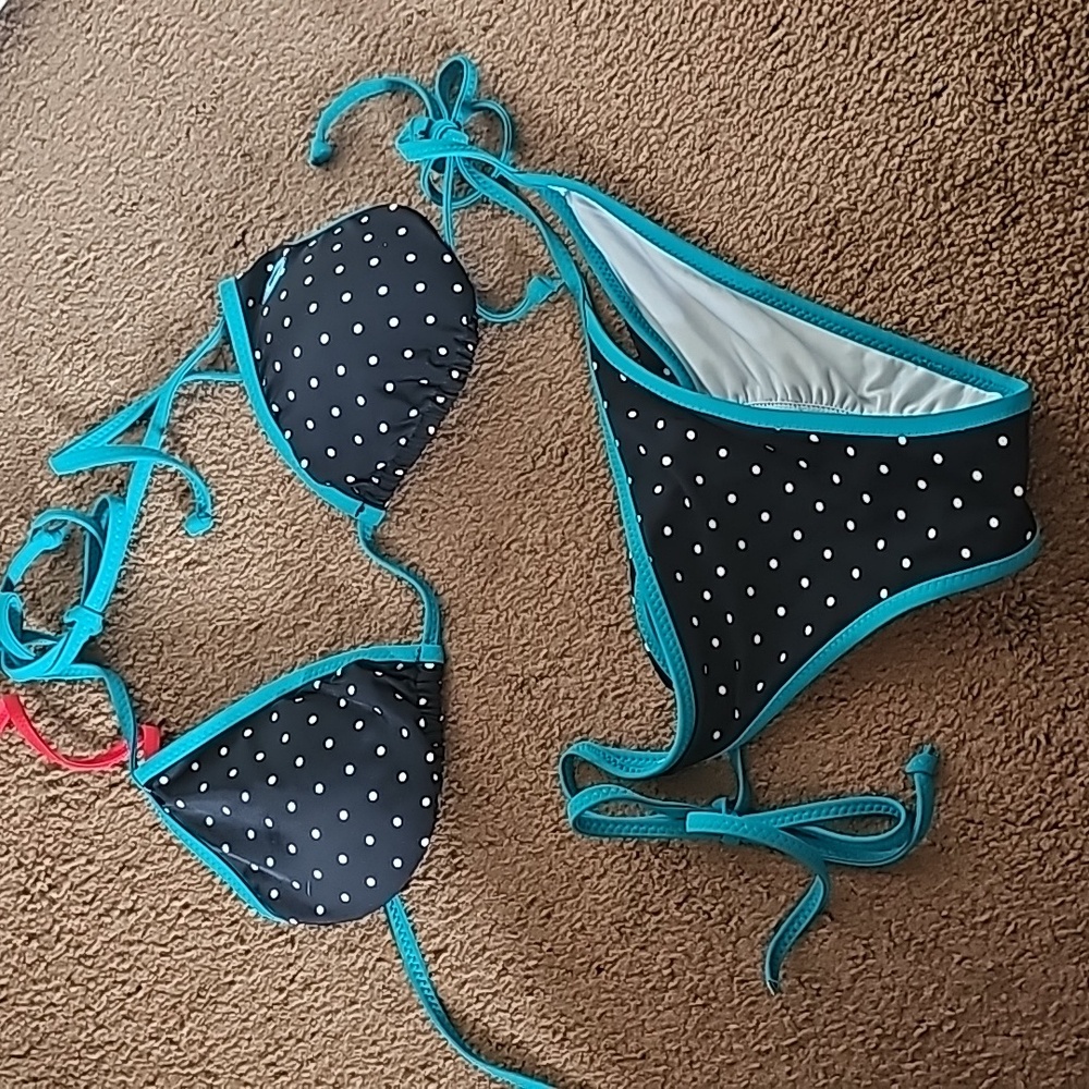 DIXXON vixxon teal and black bikini size medium